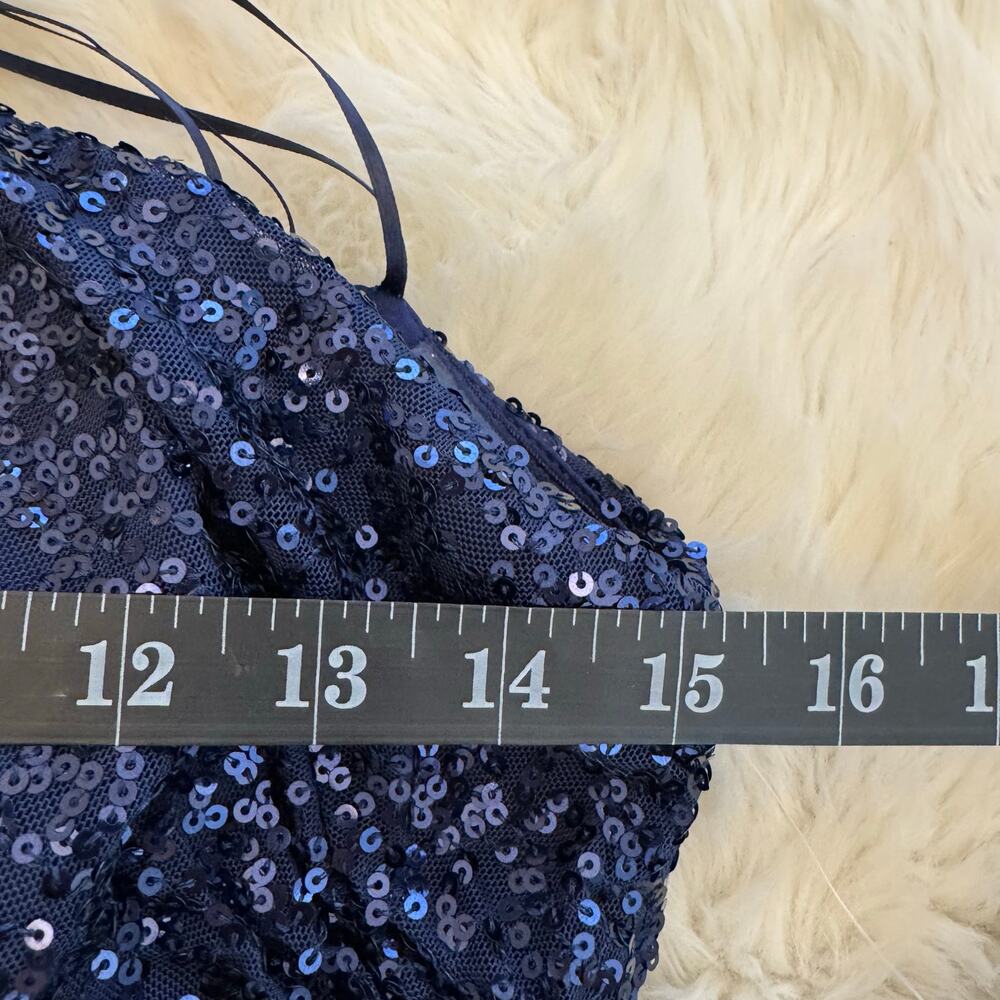 NW Nightway One Shoulder Sequin Formal Gown Navy Blue 6 NWT - Picture 12 of 13